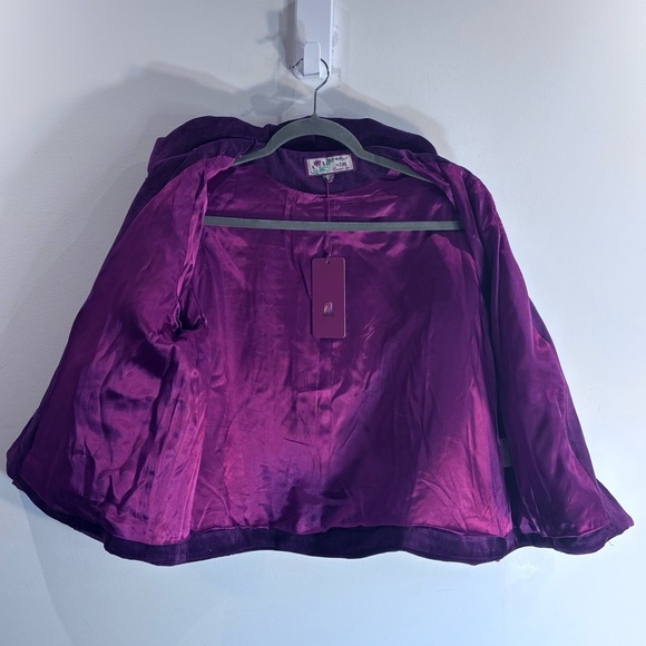 SISSY ME Sz L Velour Jacket with Floral Embroidery 3/4 Sleeves Puffed Collar NEW - Picture 9 of 12